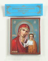 Our Lady of Kazan icon blue background Orthodox wooden icon compact size 2.3x3.5" orthodox gift free shipping