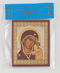 Our Lady of Kazan icon silver background Orthodox wooden icon compact size 2.3x3.5" orthodox gift free shipping