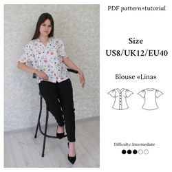 lina blouse pdf digital sewing pattern for victoria dress.
