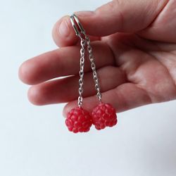 Raspberry earrings y2k jewelry cottagecore earrings - weird dangle earrings