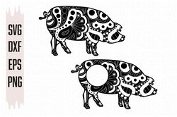 Pig Zentangle SVG, Bacon Farm Svg, Animals Svg files, Digital download