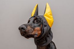 Doberman Winter Ear Warmer Handmade Pitbull Hat Custom Doberman Winter Snood Dog CUSTOM-MADE Hat Dog Clothing Fleece Dog