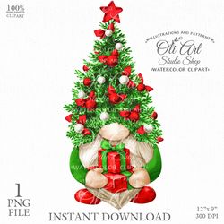 Christmas tree gnome. Digital Clip Art. Sublimation Png, Design Digital Download. OliArtStudioShop