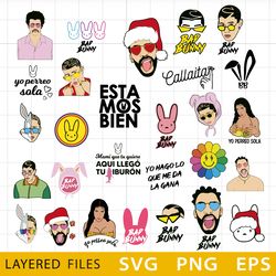 Bad Bunny Layered SVG, Bad Bunny Cricut file, Cut files, Layered digital vector file, Digital download