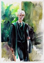 Draco Malfoy Original Watercolor Painting Harry Potter Original Art