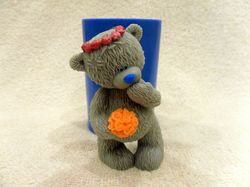 Teddy Bear with a wreath - silicone mold