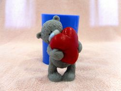 Teddy Bear holding a heart - silicone mold