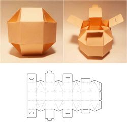 Sphere box template, round box, round gift box, ball box, polygon box, polygonal box, SVG, DXF, PDF, Cricut,