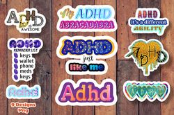 9 Design Crafter Stickers Clip Art ADHD Neuro Graphic Bundle