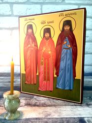Optina New Martyrs Vasily, Trofim and Ferapont | Hand-painted icon | Religious gift | Orthodox icon | Christian gift