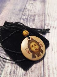 Jesus Christ | Icon pendant | Icon necklace | Wooden pendant | Jewelry icon | Orthodox Icon | Christian saint | Holy