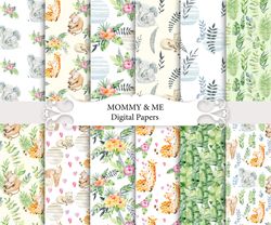 Mommy and me. Seamless patterns.