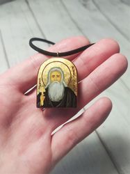 Saint Kyrillos | Icon necklace | Wooden pendant | Jewelry icon | Orthodox Icon | Christian saint