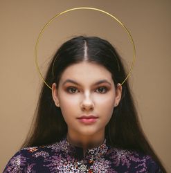 Gold angel halo headpiece woman Virgin mary crown Halloween cosplay Bridal tiara