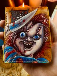 Wallet Chucky, purse Child's Play, leather craft horror