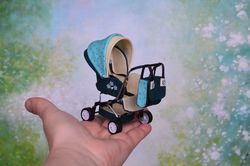 Miniature Baby  Stroller 12th scale, Miniature for dollhouse