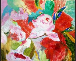 Large Abstract Floral Oil Painting On Canvas Original Art Abstract Artwork for walls Painting Flower Shabby Chic Art