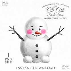 Cute Christmas Snowmen, Digital Clipart Png. Winter. Digital clipart png, Design Digital Download. OliArtStudioShop