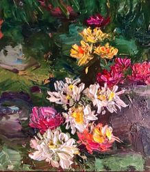 Water lilies painting Impressionism Original art small oil Artwork impasto