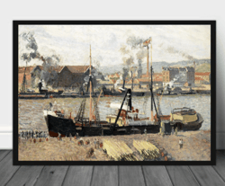 Ship printable wall art, 3D Landscape Painting Art, Poster Wall Art Old Oil Painting