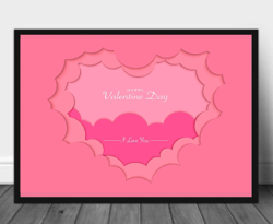 Paper Cut Valentine's day decoration poster, Valentine's day printable wall art, Holiday decor