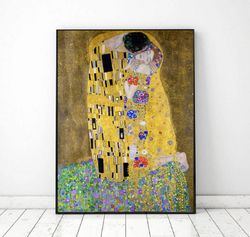 Kiss Klimt Wall Art Printable, Vintage Picture Decor digital download