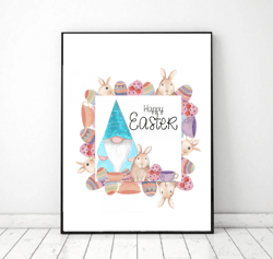 Easter decoration Gnome wall art printable Holiday decor, Easter Wall Decor, Printable Art
