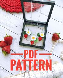 Strawberry Earrings Crochet PATTERN PDF, Miniature Fruit Cute Dangle Earrings