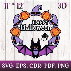 Halloween Door Sign With Bat | 3D Layered Design