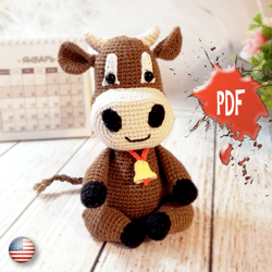 Crochet pattern bull amigurumi toy