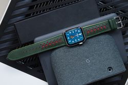 Handmade Luxury RallyRacing Leather Watch Band for Apple Watch Series 8/7/6/SE/5/4/3/2/1