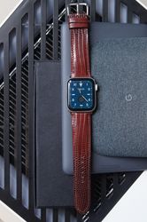 Handmade Luxury Lizard Leather Watch Band for Apple Watch Series 8/7/6/SE/5/4/3/2/1
