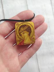 George the Victorious | Icon pendant | Icon necklace | Wooden pendant | Jewelry icon | Orthodox Icon | Christian saints