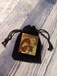 Holy Family | Hand painted icon | Travel size icon | Orthodox icon for travellers | Small Orthodox icon