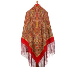 1539-5 Pavlovo Posad Russian Shawl Soft Merino Wool 58x58 inches inches Scarf 148x148 cm Silk tassels