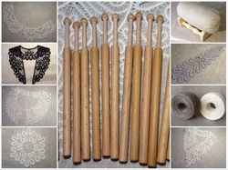 Bobbins lace 16 pcs Wooden bobbins Beech Tool for lacemaking