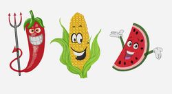 Funny vegetables set of embroidery designs