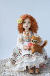 Textile doll Anya. Interior doll, Articulated doll, Collectible handmade doll