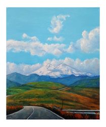 Autumn Mountain Painting Caucasus Original Art Landscape Painting Mountain Wall Art Fall Painitng 12 by 10
