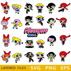 Powerpuff girls Layered SVG, Powerpuff Cricut file, Powerpuff Cut files, Powerpuff Digital download