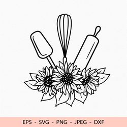 Bakery Logo Svg Floral Sunflowers File for Cricut dxf for laser cut