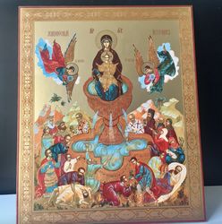 Life Giving Spring Mother of God | Silver and gold foiled icon on thin pressed wood | Large XLG icon 15.7" x 13"