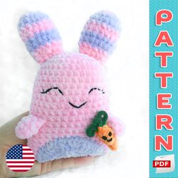 bunny crochet pattern, easter amigurumi rabbit with carrot