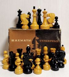 Vintage Soviet Wooden Tournament Chess. Antique Wooden Chess USSR
