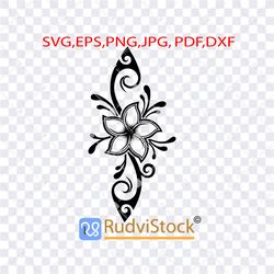 Polynesian flower design. Tattoo Svg. Polynesian tribal tattoo flower