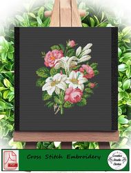 Cross Stitch Scheme Lilies and roses