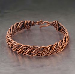Unique wire wrapped copper bracelet Antique style artisan copper jewelry 7th 22nd Anniversary gift Wire Wrap Art