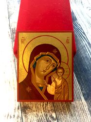 Virgin of Kazan | Mother of God | Virgin Mary | Christian saints | religious gift | travel size icon | Hand painted icon