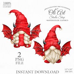 Gnomes Demon Clipart. Digital Clipart, Hand Drawn Graphics, Instant Download. Digital Download. OliArtStudioShop