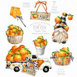 Orange Gnome Clipart. Truck. Digital Clipart, Hand Drawn Graphics, Instant Download. Digital Download. OliArtStudioShop